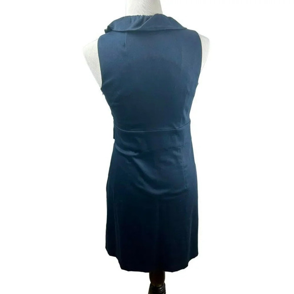 Milly New York Danielle Sheath Dress Women 6 Belt Ruffle Sleeveless Navy Blue - Picture 7 of 8